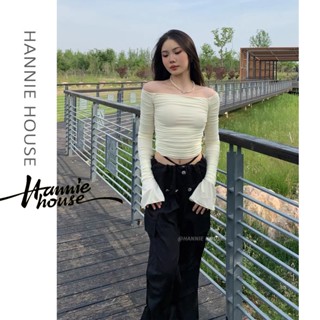 ☃✻เสื้อยืดเปิดไหล่ตาข่าย แต่งดีเทลย่น สําหรับผู้หญิง