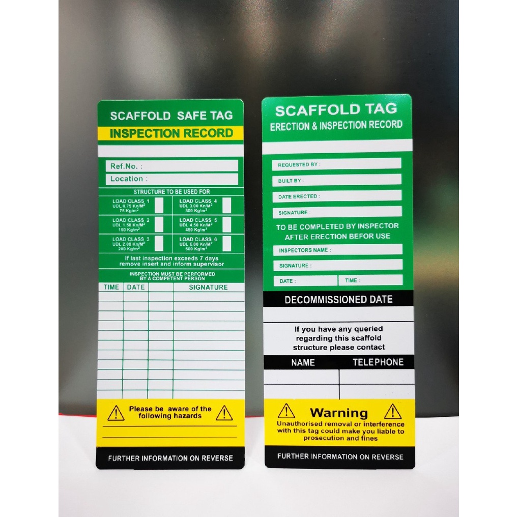 MT-01A ป้ายนั่งร้าน scaffolding Tag Holder status ป้ายพลาสติกสองด้านแสดงสถานะของนั่งร้าน (แพ็คละ 10อัน)