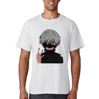 เสื้อขาว การ์ตูนอะนิเมะญี่ปุ่นร้อนโตเกียวปอบ Kaneki เคนกราฟิกพิมพ์การ์ตูนท็อปส์ซูผู้หญิงเสื้อยืดโกธิค Tee ฮาราจูกุ