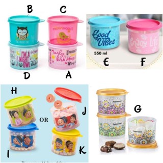 TUPPERWARE ทัปเปอร์แวร์ Cutie Upin Ipin Good Vibes Enjoy Life Canister ขนาดกะทัดรัด 550 มล.