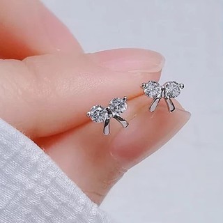 earring.minimal จิวหูโบว์เพชร เพชรมินิมอล จิวหูเพชร ก้าน 1.2 ใส่รูปกติได้ งานสแตนเลสแท้ ใส่อาบน้ำได้ไม่เป็นสนิม