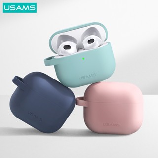 Usams เคสหูฟัง ซิลิโคน กันตก กันสูญหาย พร้อมตะขอ สําหรับ AirPods 3 2021