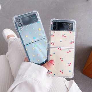 เคสโทรศัพท์มือถือแบบนิ่ม TPU ใส กันกระแทก ลายจุดเชอร์รี่ สําหรับ Samsung Galaxy Z Flip 3 Galaxy Z Flip 4 5g