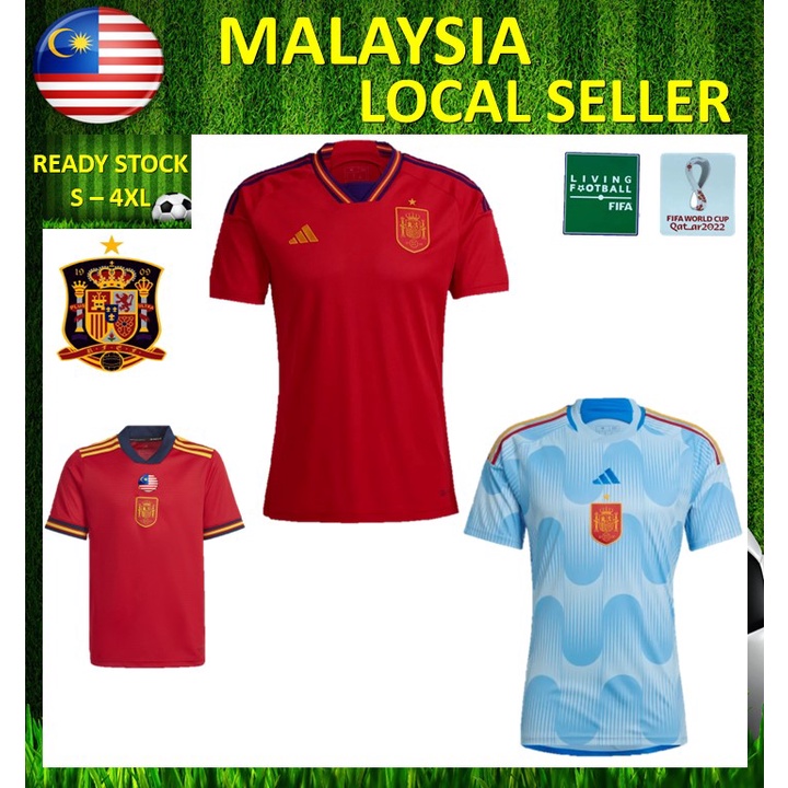 WC ท้องถิ่น เสื้อเยือนทีมชาติสเปนสําหรับผู้ชาย 2021 / 2022 ฟุตบอลโลก (S - 4XL)