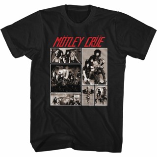 T-shirt  เสื้อยืด พิมพ์ลาย Motley Crue Motley Pics สีดํา สําหรับผู้ใหญ่S-5XL