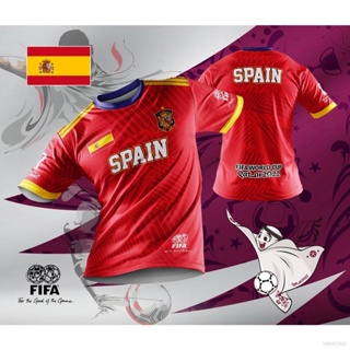 ใหม่ เสื้อยืดแขนสั้นลําลอง พิมพ์ลาย Qatar World Cup Spain Fans พลัสไซซ์ สําหรับผู้ชาย และผู้หญิง 2022