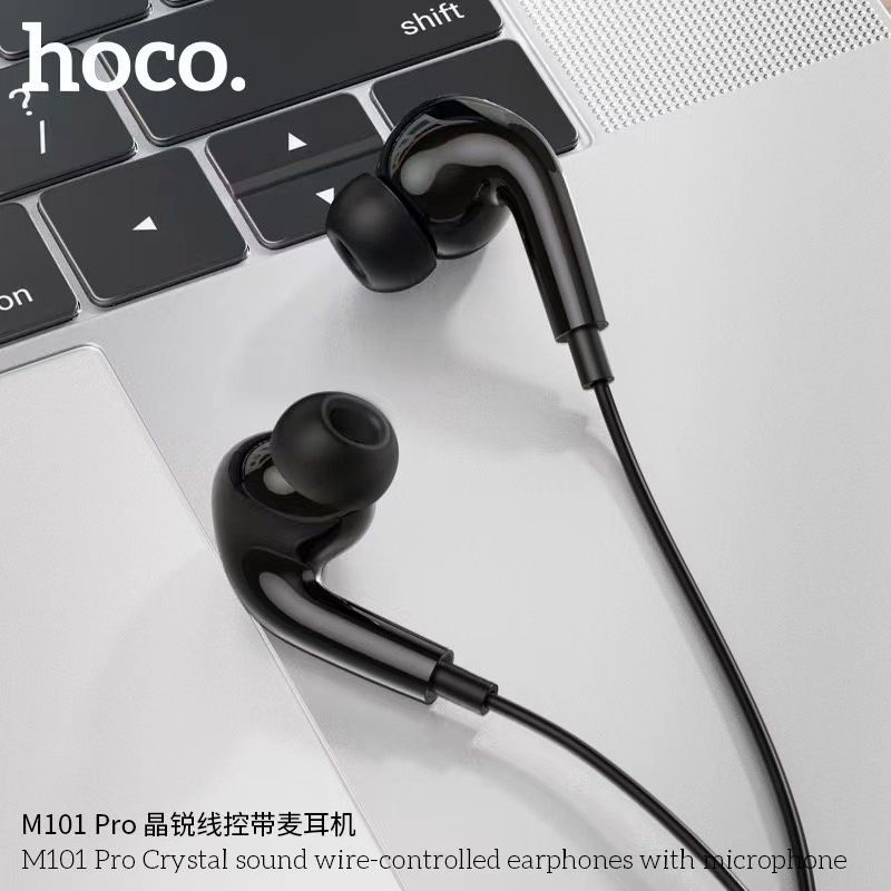 แท้👍🏻Hoco หูฟังสาย M101 Pro อัพเกรดเสียงดี 32โอมห์ มีไมค์สมอลทอร์ค สีใหม่ Jet Black Stereo Sound