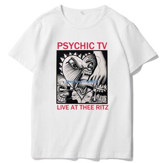 เสื้อเชิ้ตชาย Psychic TV Live At Thee Ritz Post พังก์ย้อนยุควินเทจฮิปสเตอร์ Unisex เสื้อยืดผู้ชายเสื้อยืดลําลองเสื้อยืดผ