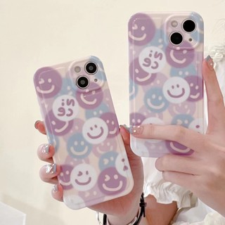 ✨ส่งเชือกเส้นเล็ก✨เคสไอโฟน14 Pro Max 13 12 11 เคส for iPhone 14พลัส ยิ้มเต็มหน้าจอ สีม่วง พกง่ายๆ การป้องกันการตก Case