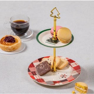 🎀【SALE!!! พร้อมส่ง】 2021 แก้วสตาร์บัคส์เกาหลี Starbucks Korea Holy Check Afternoon Tea Plate Party Tableware