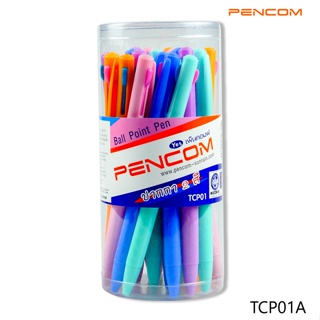 ปากกาลูกลื่น (ปากกาหมึกน้ำมัน) แบบกด 2 สี ในด้ามเดียว Pencom รุ่น TCP01A 24ด้าม/กระป๋อง