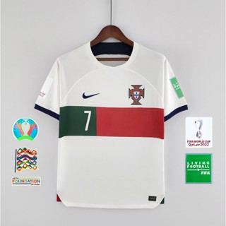 เสื้อกีฬาแขนสั้น ลายทีมชาติโปรตุเกส Fans version 22 23 world cup ชุดเยือน ไซซ์ S - 5XL#7 RONALDO สามารถเพิ่มชื่อและหมายเลขของคุณได้