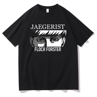 เสื้อคู่ อะนิเมะญี่ปุ่นแฟชั่นโจมตีไททัน Jaegerist Floch Forster เสื้อยืดพิมพ์ผู้ชายผู้หญิงขนาดใหญ่ Tshirt ฮาราจูกุสั้น