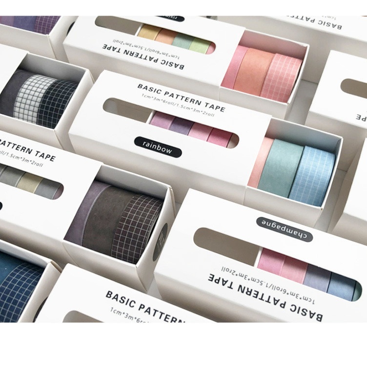 8 ชิ้น Washi เทปชุดตารางสี Masking เทปกระดาษตกแต่งสําหรับศิลปะและงานฝีมือห่อของขวัญ Scrapbooking Labeling