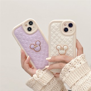 เคสโทรศัพท์มือถือ ผ้าฝ้าย แบบนิ่ม ลายมิกกี้เมาส์ 3 มิติ สําหรับ iPhone 13 11 12 Pro Max 14 Pro Max