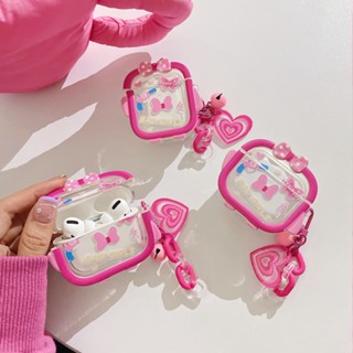 เคสหูฟังบลูทูธ tpu นิ่ม ป้องกัน ลายการ์ตูนโบว์น่ารัก สีชมพู สําหรับ airpods 1 2 pro 3 pro 2