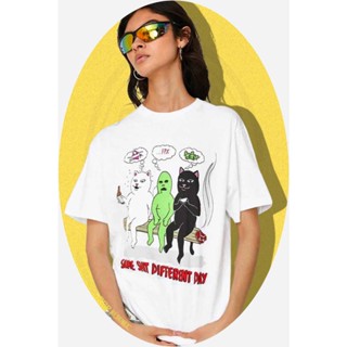 เสื้อยืดคอกลม แขนสั้น พิมพ์ลายแมว Ripndip Same TEE สําหรับผู้ชาย และผู้หญิง แขนสั้น