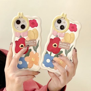 ✨ส่งเชือกเส้นเล็ก✨เคสไอโฟน14 Pro Max 13 12 11 เคส for iPhone 14พลัส ทิวลิป พกง่ายๆ การป้องกันการตก Case