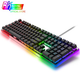 ROYAL KLUDGE RK918 Wired Mechanical Gaming Keyboard คีย์บอร์ดเกมมิ่ง 100% Full Size 108 Keys RGB Backlit and Surrounding LED Lights Aluminum Frame Red/Brown/Blue Switch for Computer