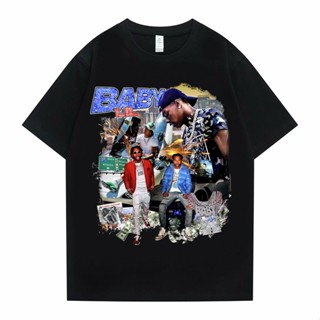 เสื้อโอเวอร์ไซ Lil Baby Hip Hop Oversized Tshirt Summer ผู้ชายผิวดําผู้หญิงแฟชั่นหลวมท็อปส์ซูเสื้อยืดผู้ชายหดหลักฐานผ้าฝ