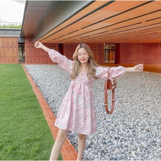 เดรส Miss.happyone สีชมพูพาสเทล💖
