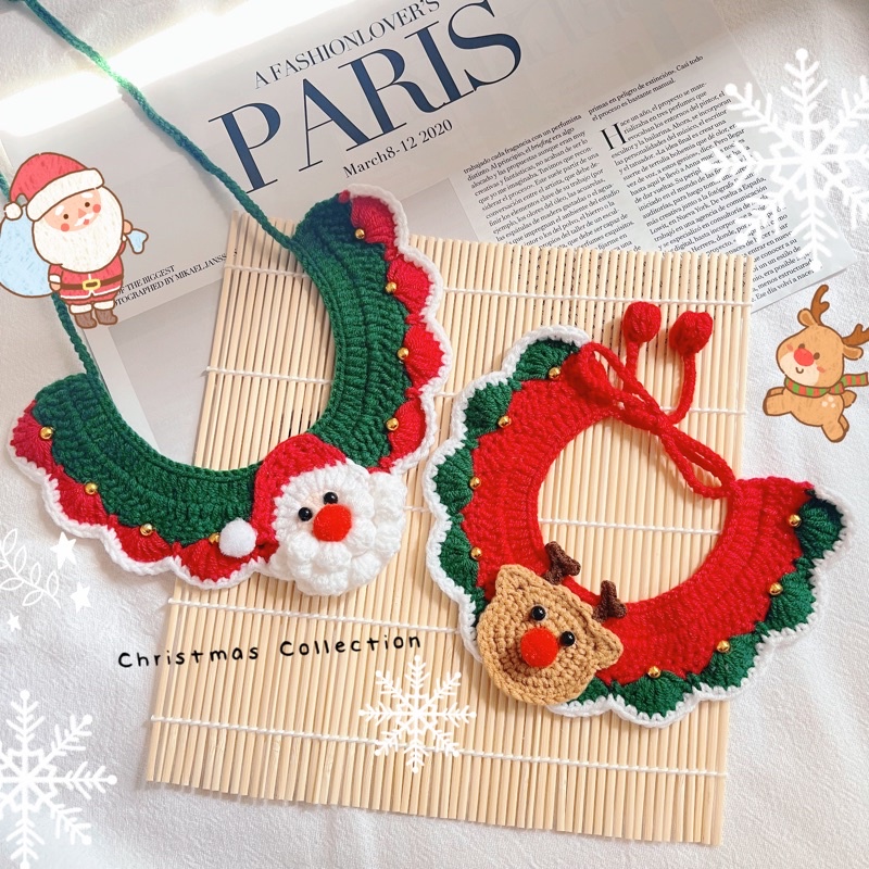 ปลอกคอถักสัตว์เลี้ยง Santa & Rudolf for Christmas🎅🏻