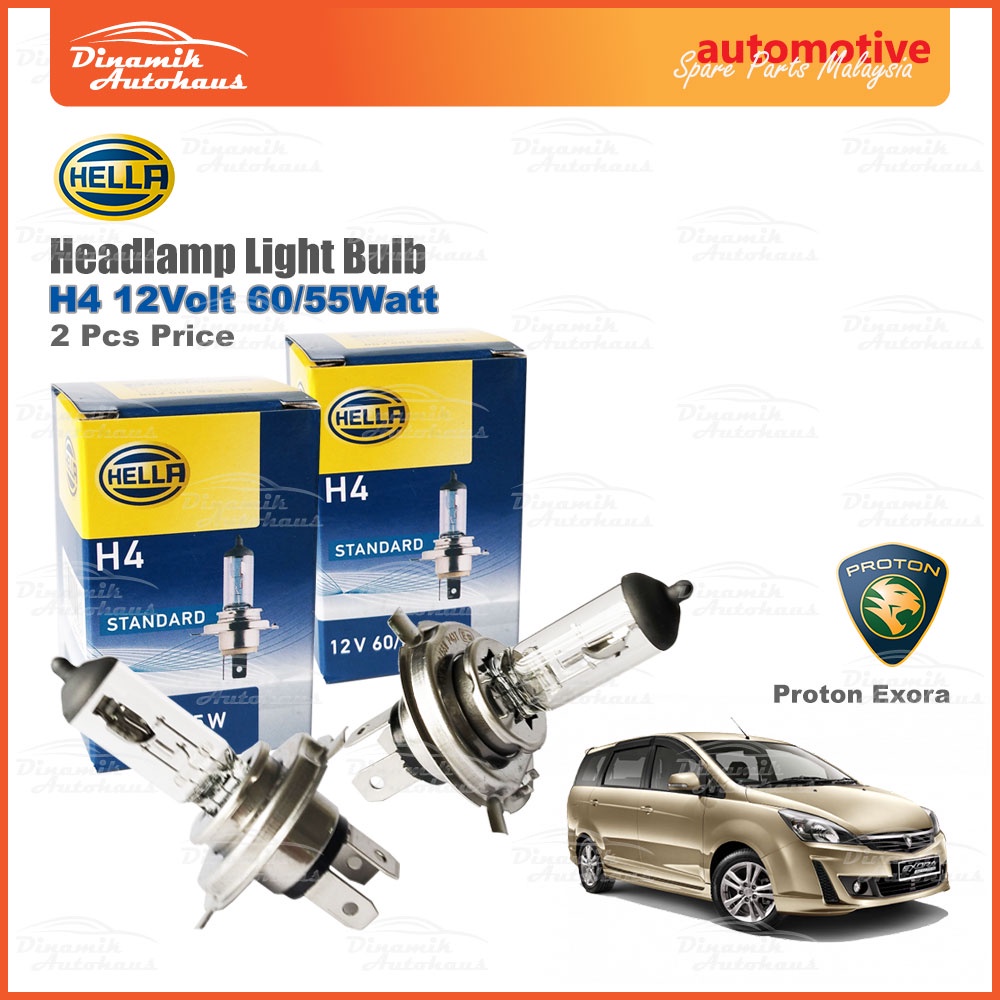 Proton Exora ไฟหน้ารถหลอดไฟฮาโลเจน - Hella H4/P43t - 12V 60/55W (1 คู่)