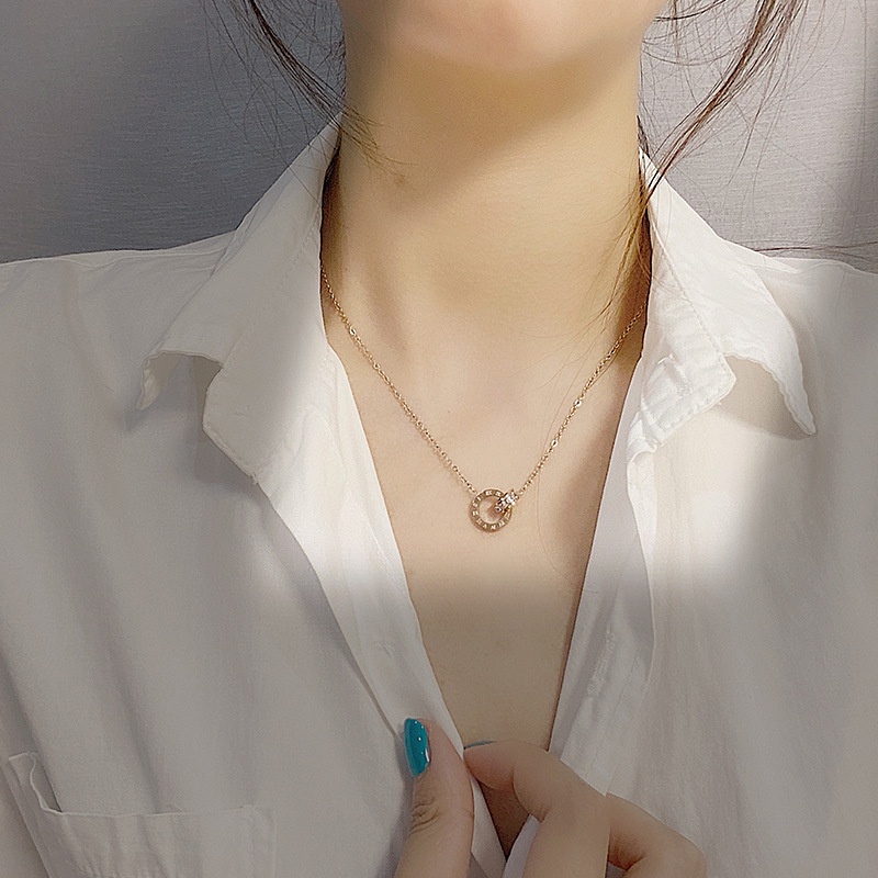 สร้อยข้อมือ สร้อยคอไทเทเนียม ฝังเพทาย แหวนคู่ สไตล์โรมัน รูปที่ 2