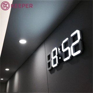 นาฬิกาปลุกติดผนัง Led สีขาวแบบดิจิตอล3d ทันสมัย12/24hrs มัลติฟังก์ชั่น【Keeper】