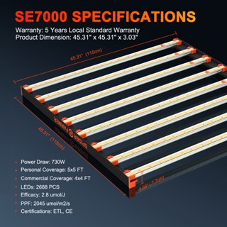 [ส่งฟรี] SE7000 (8บาร์) Spider Farmer LED Grow Light ไฟปลูกต้นไม้ ของเท้รับประกัน3ปี
