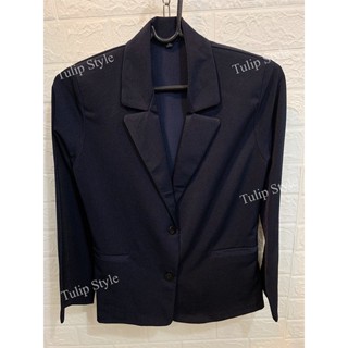 เสื้อสูทผู้หญิงทรงสวยเข้ารูป ผ้าฮานาโกะ สีกรม/สีดำ