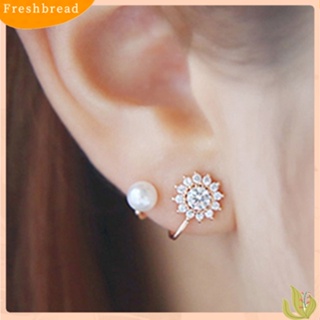 【Fresh】❀ต่างหูสตั๊ด จี้รูปเกล็ดหิมะ ติดเพชรพลอยเทียม, ไข่มุก เครื่องประดับสตรี