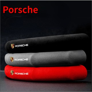 PORSCHE LOGO carbon fiber leather steering wheel side sticker macan Cayenne Cayman taycan 718 Boxster 911 Panamera modified Alcantara ultra-thin handlebar cover