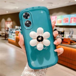 เคส 2022 New Handphone Case OPPO A17 A17K A77s A77 A57 Reno8 Z 8Pro 7 Pro 7Z 5G 4G เคสโทรศัพท์ Transparent Casing with Fashion Flower Stand Silicagel Softcase Full Camera Protection Cover