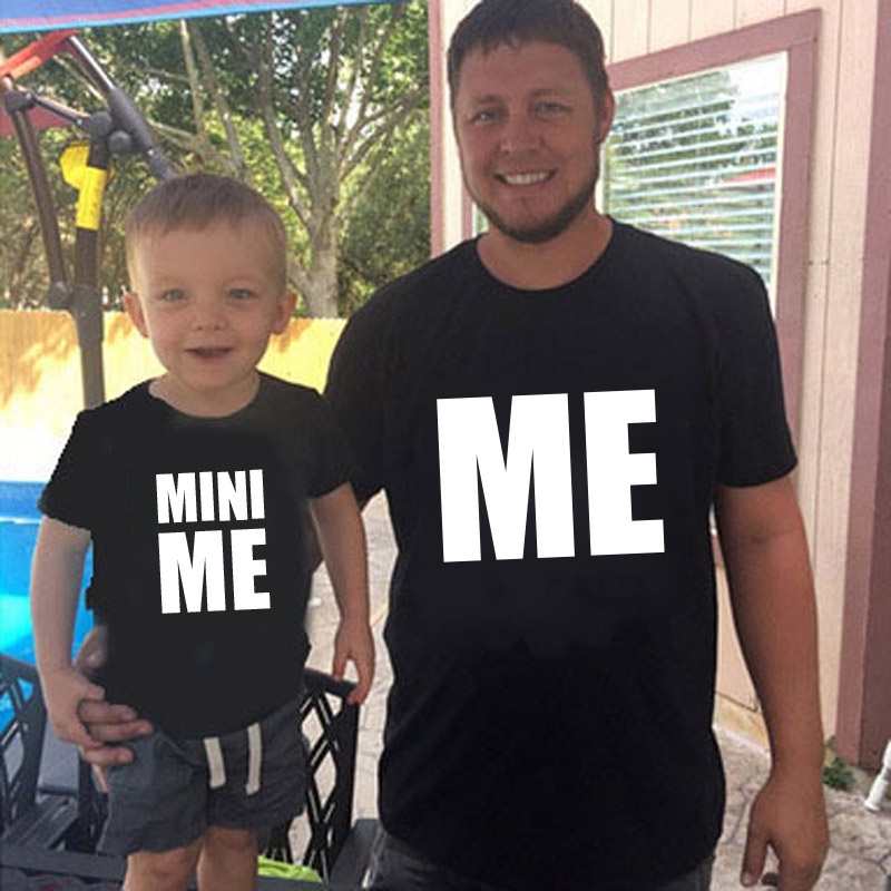 ME and MINI Little print t-shirt Family Matching Clothes Father Son Kids daddy Baby boy Look t shirts #4