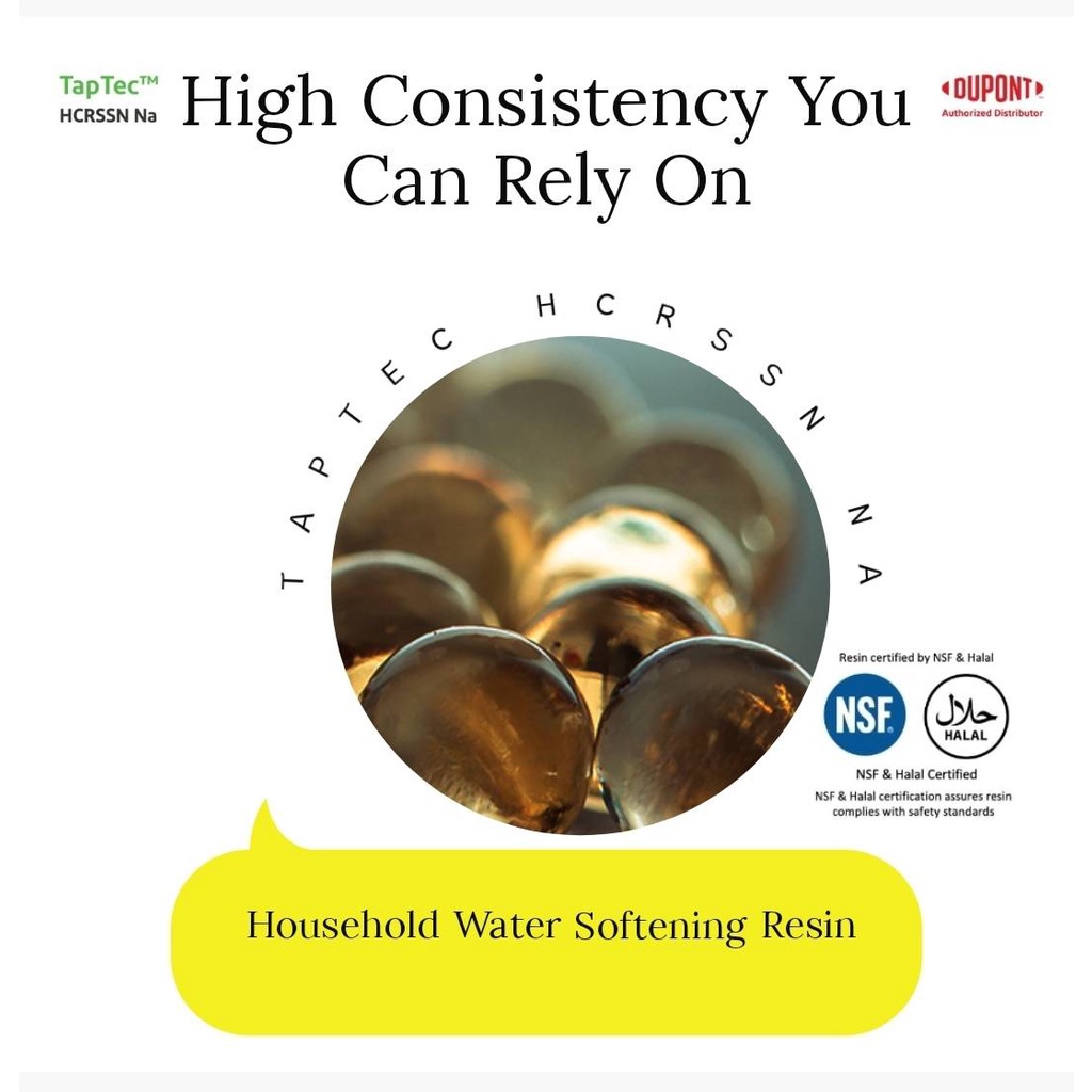 DuPont ™ TapTec ™ HCRSSN-Na สารกรองน้ำเรซิ่น สำหรับระบบกรองน้ำดื่ม ขนาดบรรจุ 25 ลิตร Ion Exchange Food Grade Resin - NSF - รูปที่ 2