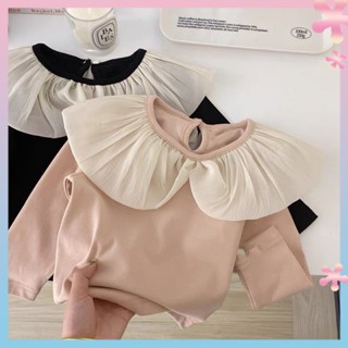 Girls top lace collar base shirt 2022 spring and autumn thin long sleeve sweet Korean princess stretch childrens T-shirt