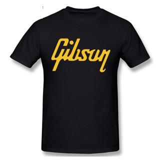 เสื้อยืดสีขาว แบรนด์หรู Gibson เสื้อยืดผู้ชายเพลงร็อคแมนเสื้อยืดแขนสั้นฮิปฮอปบุรุษทีเสื้อท็อปส์ซูเสื้อ