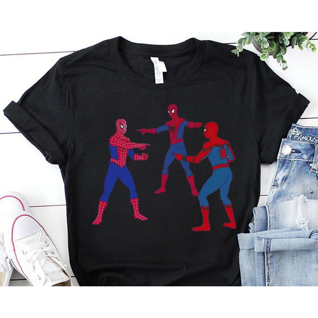 Three Spider Man Pointing Meme Spider Man เสื้อยืด