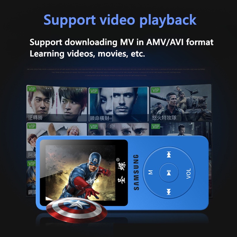Samsung Walkman เครื่องเล่น MP4 วิทยุ FM MP3 หน้าจอ LCD แบบพกพา