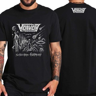 เสื้อผ้าผชVoivod-synchro Anarchy เสื้อยืดลําลอง ผ้าฝ้าย 100% แขนสั้น พิมพ์ลายวงร็อค Canadian Heavy Metal สําหรับผู้ชาย 2