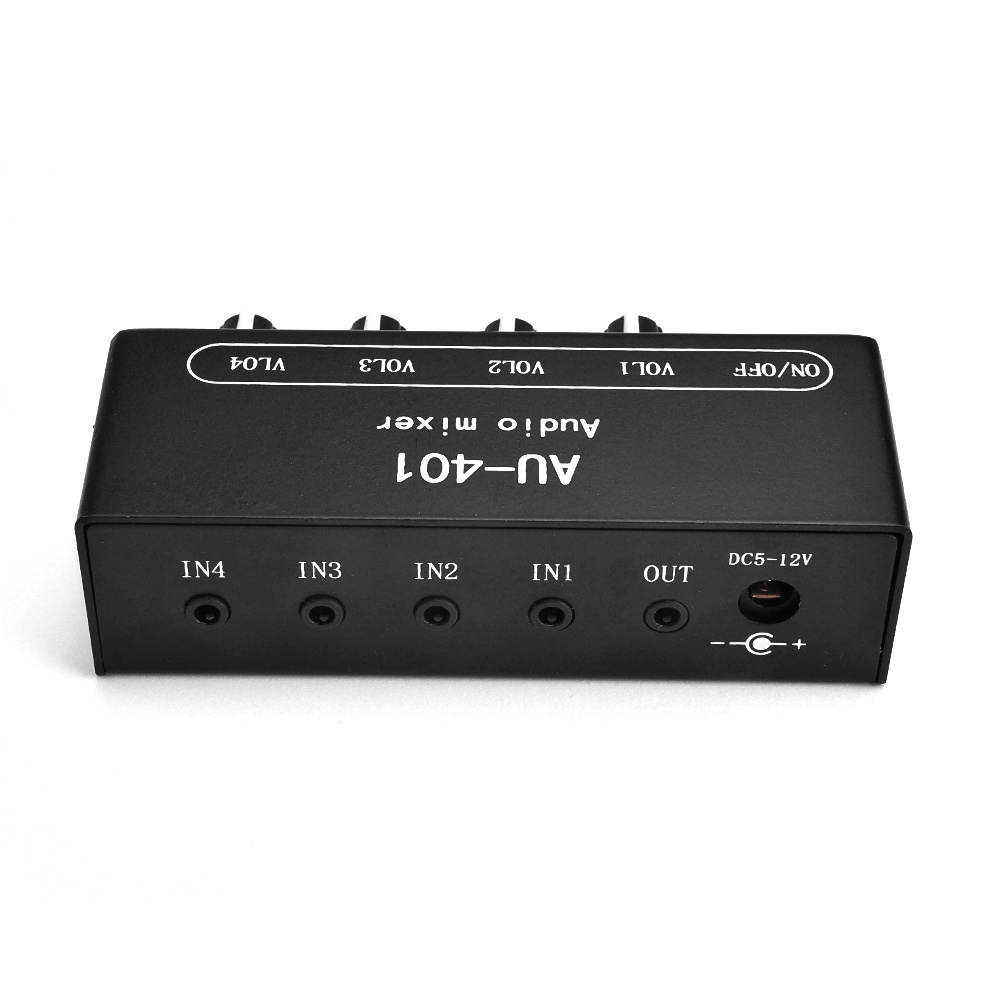 Pcbfun AU-401 DC 5V-12V เครื่องมิกเซอร์เสียงสเตอริโอ 4 อินพุต 1 เอาท์พุต บอร์ดควบคุมแยกส่วน เครื่องขยายเสียง ผสมหูฟัง DIY