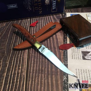 มีดตรง Wilderness Knife 22.5cm ด้ามไม้แท้ พร้อมซองหนัง สแตนเลส พกพา เดินป่า แคมป์ปิ้ง ทำครัว