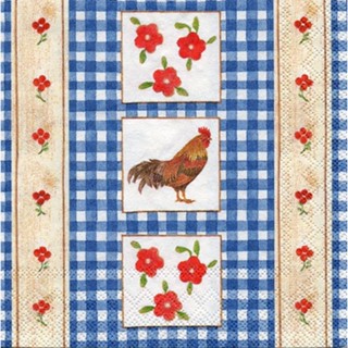 Pladao Napkin ภาพวินเทจ ไก่ Cottage Chicks blue กระดาษ แนพกิ้น สำหรับงานศิลปะ เดคูพาจ decoupage ขนาด M 25x25