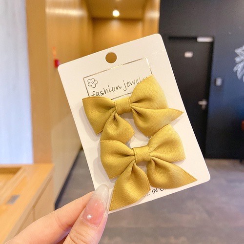 [พร้อมส่งจากไทย] กิ๊บติดผม ประดับโบว์น่ารัก สีพื้น สไตล์เกาหลี สําหรับเด็กผู้หญิง จํานวน 2 ชิ้น A002