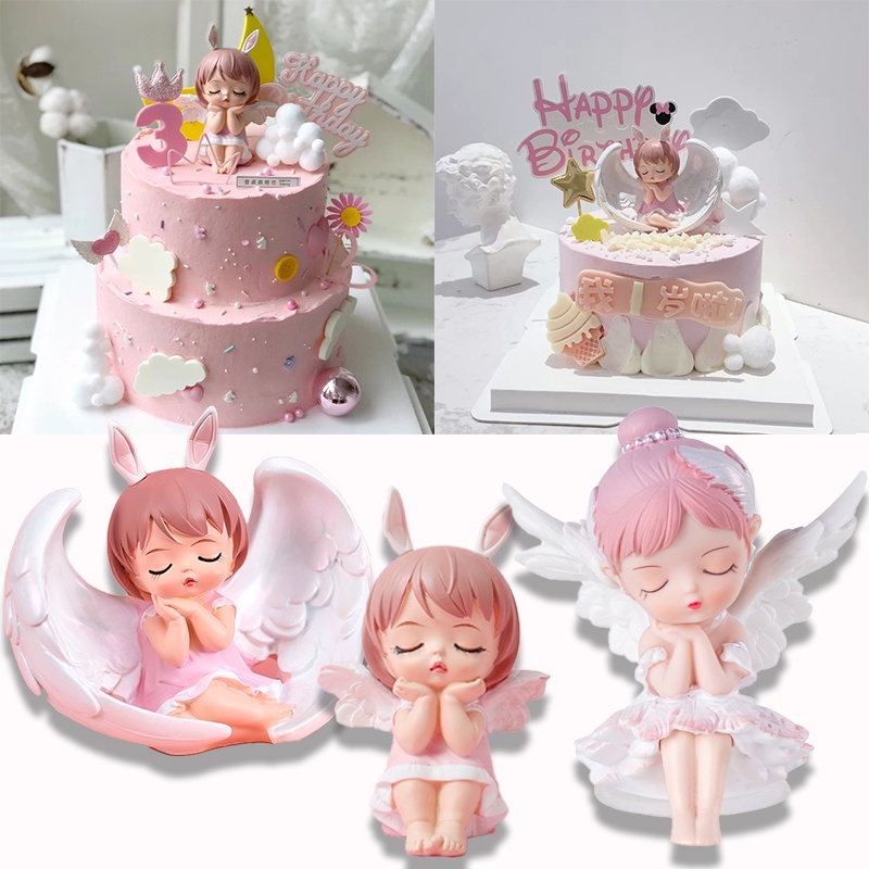 แอนนี่ แองเจิลทารกเครื่องประดับตกแต่งเค้กสุทธิสีแดงเล็กๆน้อยๆน่ารักสาวเจ้าหญิงตุ๊กตาวันเกิดเบเกอรี่เสียบใน