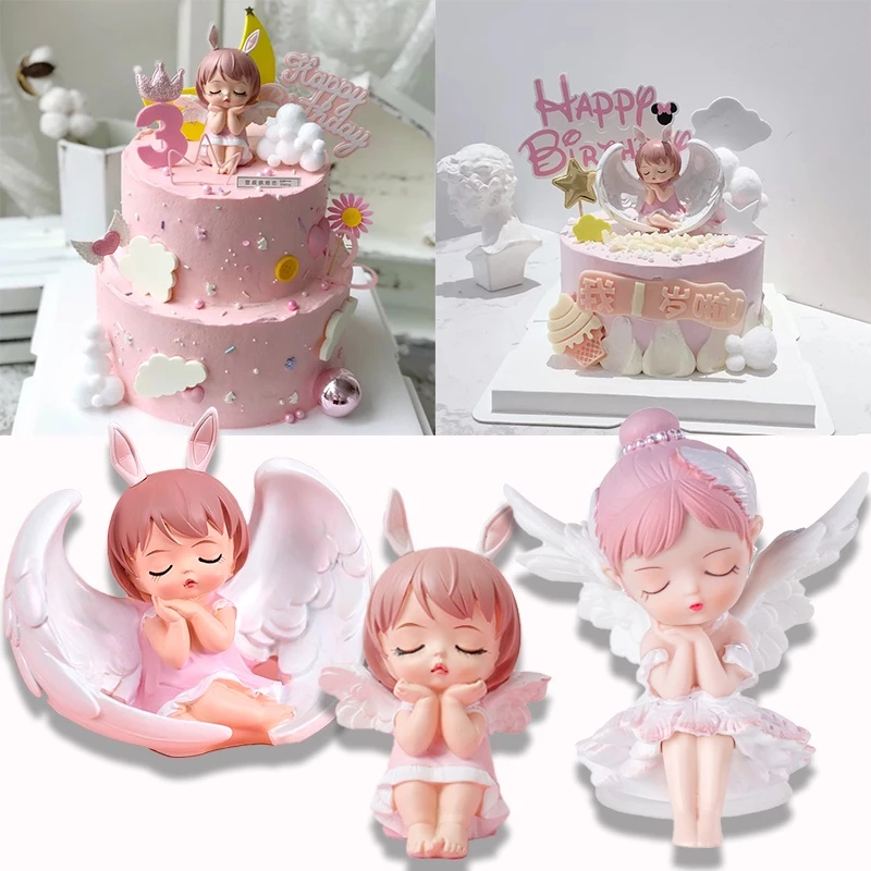 แอนนี่ แองเจิลทารกเครื่องประดับตกแต่งเค้กสุทธิสีแดงเล็กๆน้อยๆน่ารักสาวเจ้าหญิงตุ๊กตาวันเกิดเบเกอรี่เสียบใน