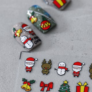 TENSOR 1PC Christmas 5D Nail Art Sticker Embossed Three-dimensional Adhesive Santa Claus Flower Tree Ultra-thin Snowman Stereo Nail Art Accessories