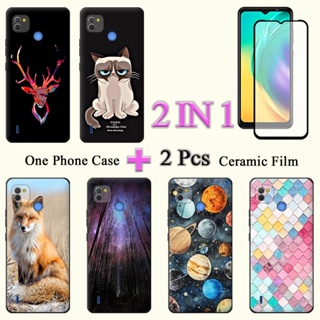 2 IN 1 Tecno Pop 4 Lte เคสแฟชั่น พิมพ์ลาย พร้อมหน้าจอเซรามิค สองชิ้น