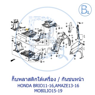 **อะไหล่แท้** กิ๊บพลาสติกใต้เครื่อง / คิ้วกันชนหน้า (สปอยเลอร์) HONDA BRIO11-16,AMAZE13-16,MOBILIO15-19